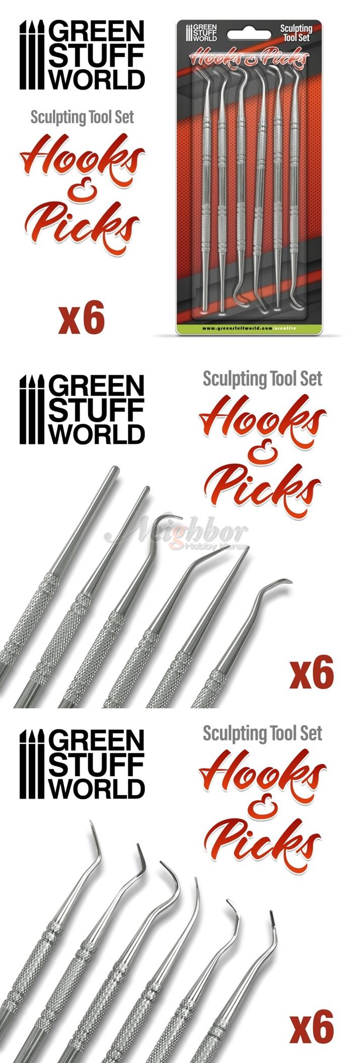 Green Stuff World GSW 6x Hook and Pick tool Set